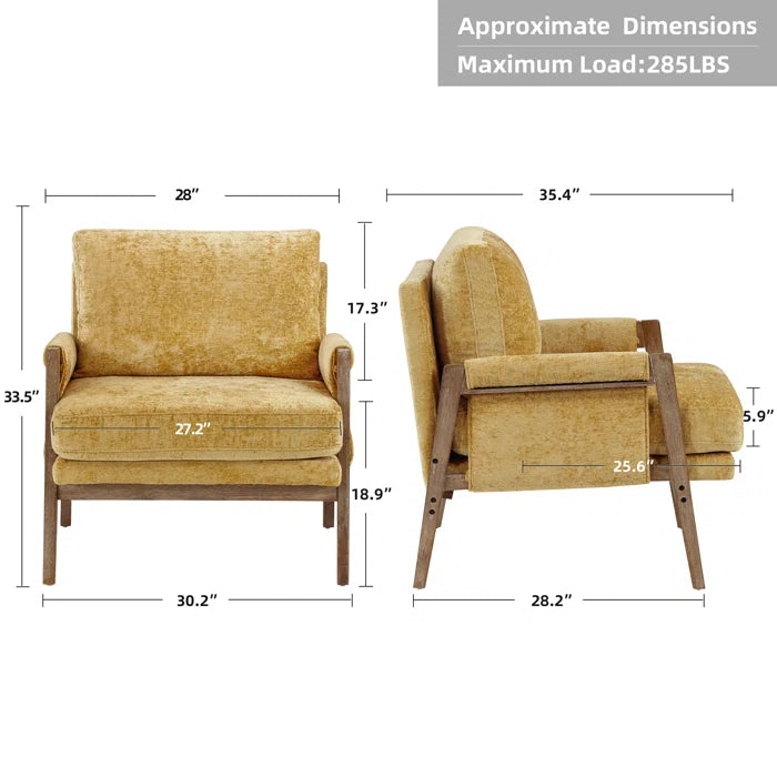 Kerlyun Mid-Century Modern Upholstered Armchair With Wood Frame (Set of 2)