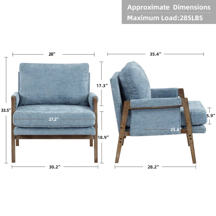 Kerlyun Mid-Century Modern Upholstered Armchair With Wood Frame (Set of 2)
