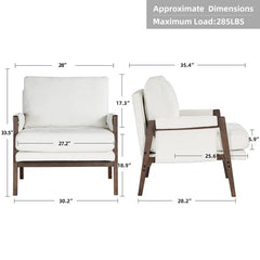 Kerlyun Mid-Century Modern Upholstered Armchair With Wood Frame (Set of 2)