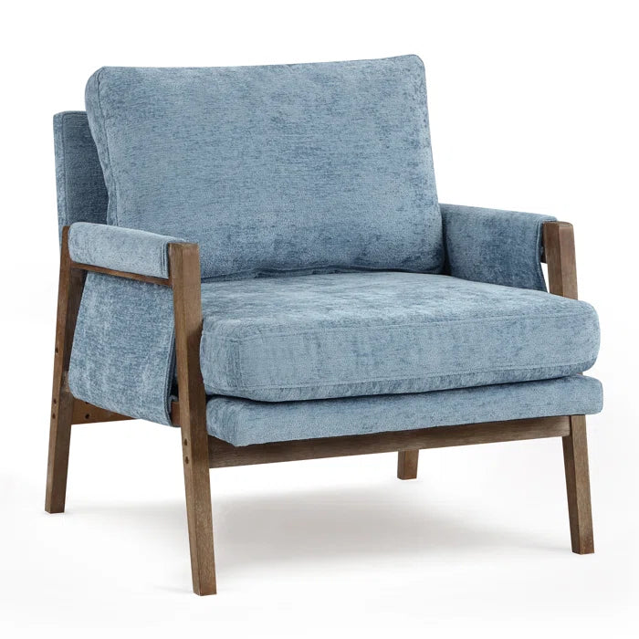 Kerlyun Mid-Century Modern Upholstered Armchair With Wood Frame (Set of 2)