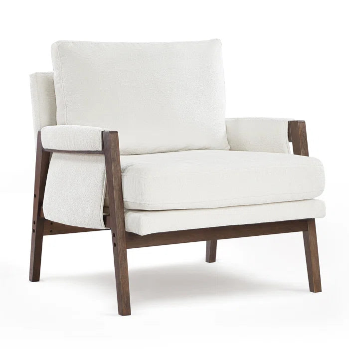 Kerlyun Mid-Century Modern Upholstered Armchair With Wood Frame (Set of 2)