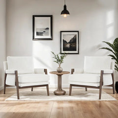 Kerlyun Mid-Century Modern Upholstered Armchair With Wood Frame (Set of 2)