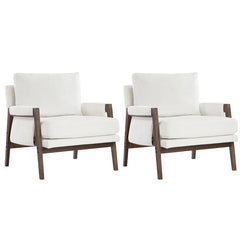 Kerlyun Mid-Century Modern Upholstered Armchair With Wood Frame (Set of 2)