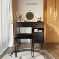 31.4'' Wide Vanity Desk Dressing Table Set with Stool and Mirror - Wooden Bazar