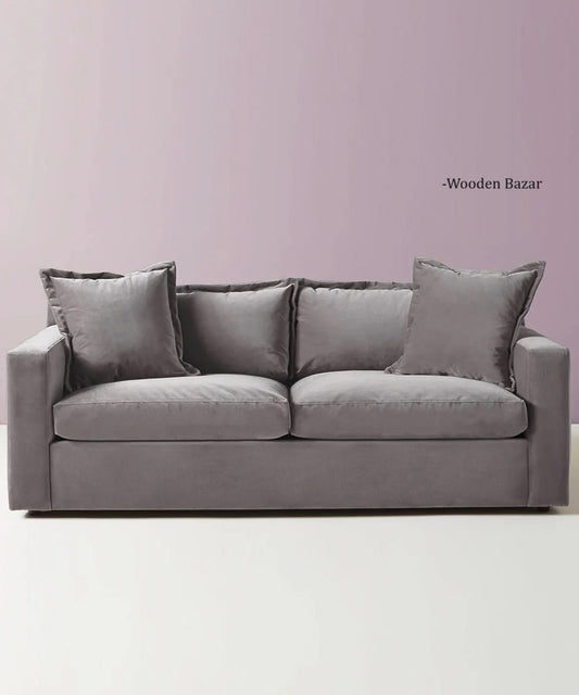 Fluffy Sofa In Grey Color - Wooden Bazar