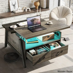 35.4’’ Liftly Top Coffee And Center Table With 2 Storage Drawers