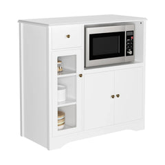 Rubby Kitchen Pantry Food Pantry wih Cupboard and Microwave Cube - Wooden bazar