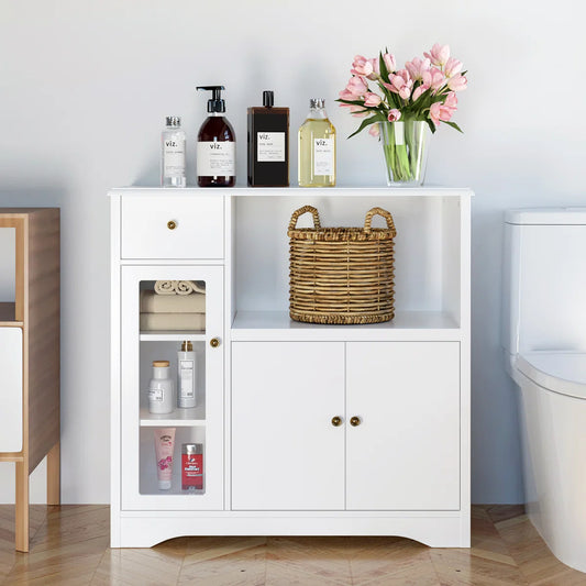 Rubby Kitchen Pantry Food Pantry wih Cupboard and Microwave Cube - Wooden bazar