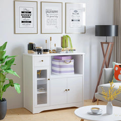 Rubby Kitchen Pantry Food Pantry wih Cupboard and Microwave Cube - Wooden bazar