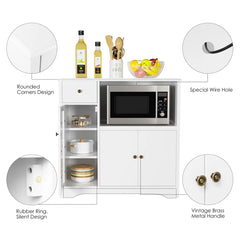 Rubby Kitchen Pantry Food Pantry wih Cupboard and Microwave Cube - Wooden bazar
