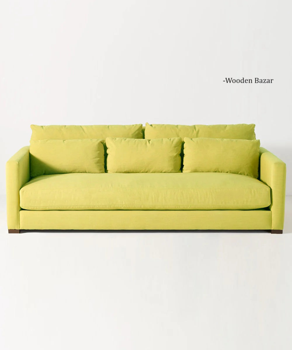 Elegant Three Seater Comfortable Sofa in Lime Color - Wooden Bazar