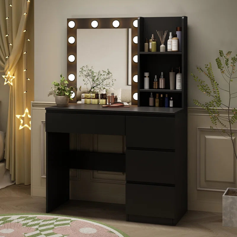 Tracy 37" Vanity Table with Lighted Mirror - Wooden Bazar