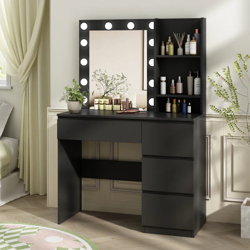 Tracy 37" Vanity Table with Lighted Mirror - Wooden Bazar