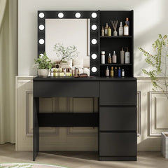 Tracy 37" Vanity Table with Lighted Mirror - Wooden Bazar