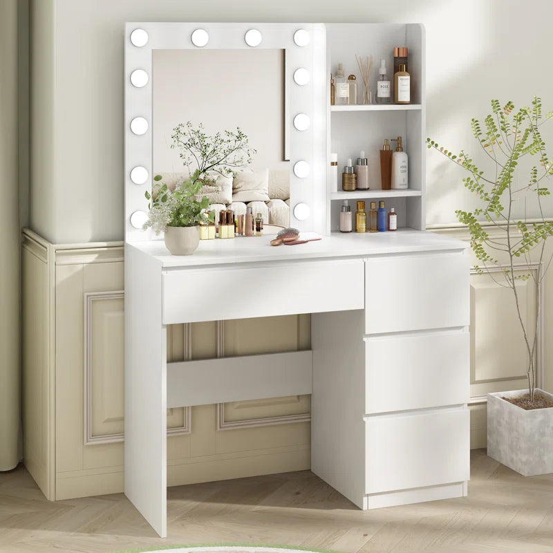 Tracy 37" Vanity Table with Lighted Mirror - Wooden Bazar