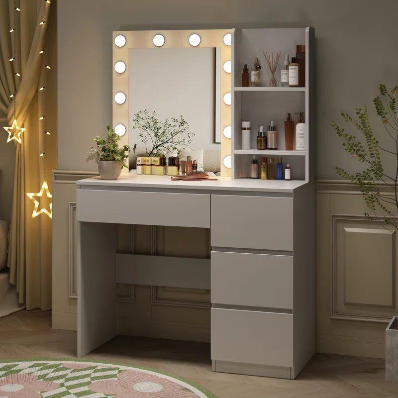 Tracy 37" Vanity Table with Lighted Mirror - Wooden Bazar