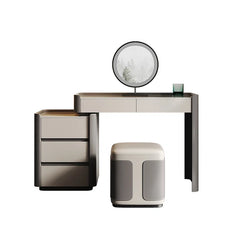 Navylon Grey Rectangular Solid Wood Vanity Table with Storage