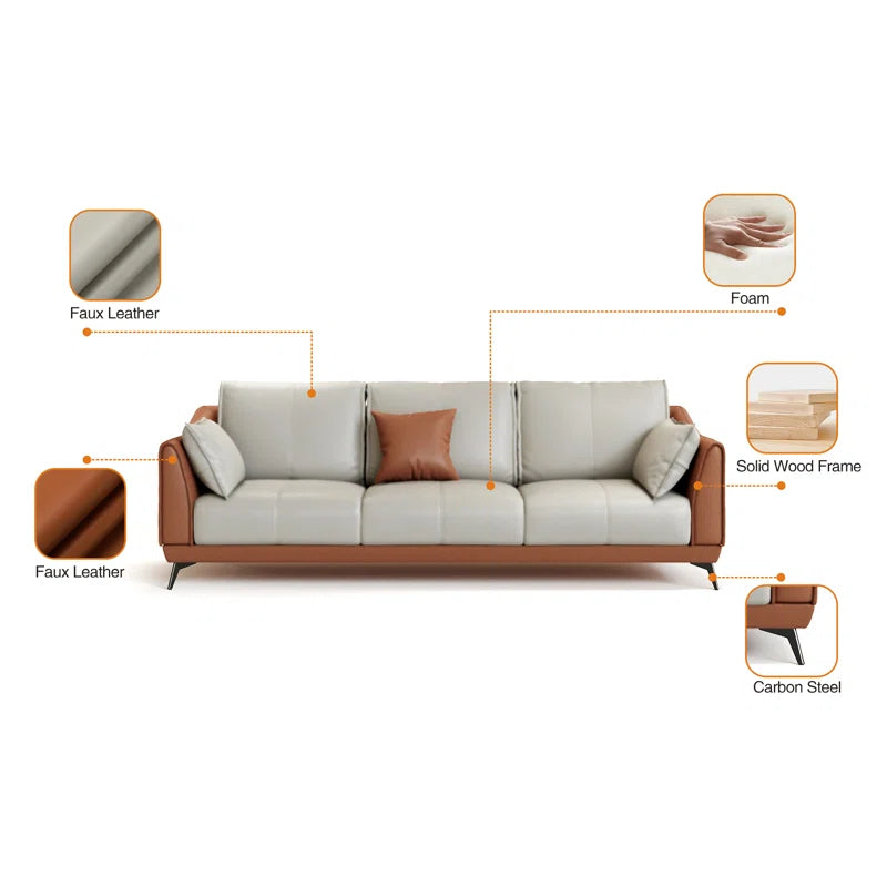 3 - Piece Faux Leather Living Room Set Luxury Sofa Set