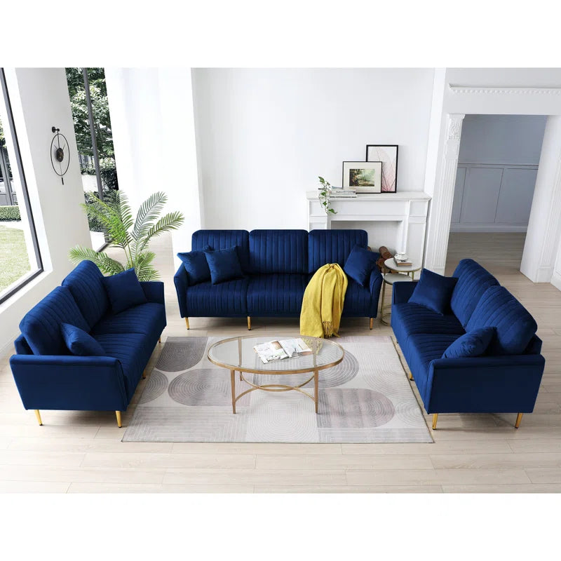 Eveon 3 - Piece Velvet Living Room Luxury Sofa Set