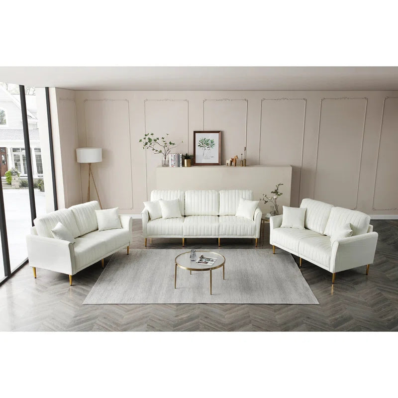 Eveon 3 - Piece Velvet Living Room Luxury Sofa Set