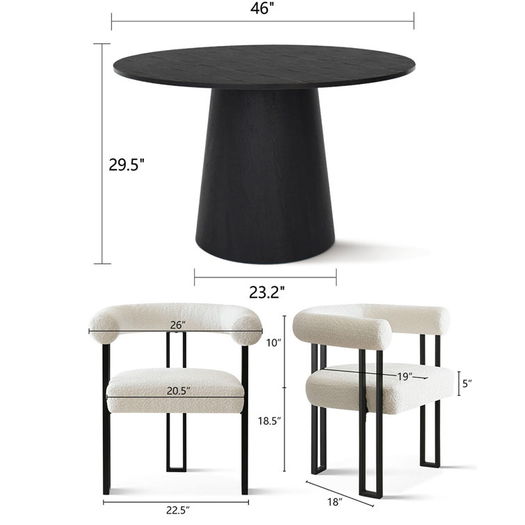 Chealsy 5-Piece Dining Set with Round Table