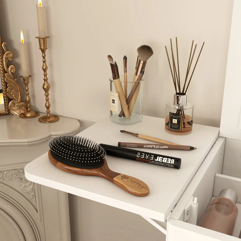 Julet 3 In 1 Vanity Desk With Flip Top Mirror And Foldable Sidetable