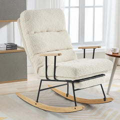 Xalurjun Contemporary Teddy Upholstered Rocking Chair with Adjustable Backrest