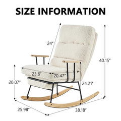 Xalurjun Contemporary Teddy Upholstered Rocking Chair with Adjustable Backrest
