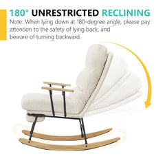 Xalurjun Contemporary Teddy Upholstered Rocking Chair with Adjustable Backrest