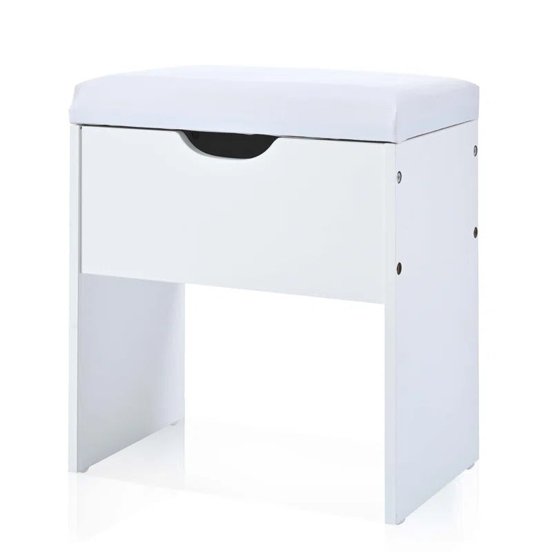 Valesper White Vanity Desk with Mirror Lights 5 Drawers 4 Cabinets Charging Station and Cushioned Stool