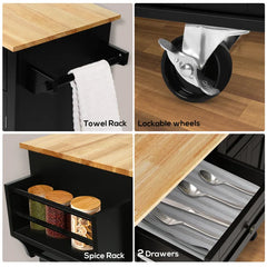 Premium Rolling Kitchen Island With Stylish And Functional Design