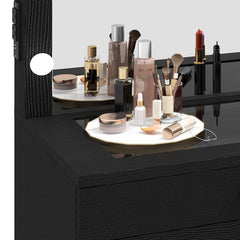 Wiolered Vanity Table Set With Lighted Mirror & Charging Station & Stool