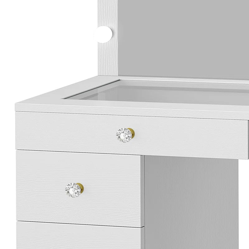 Wiolered Vanity Table Set With Lighted Mirror & Charging Station & Stool