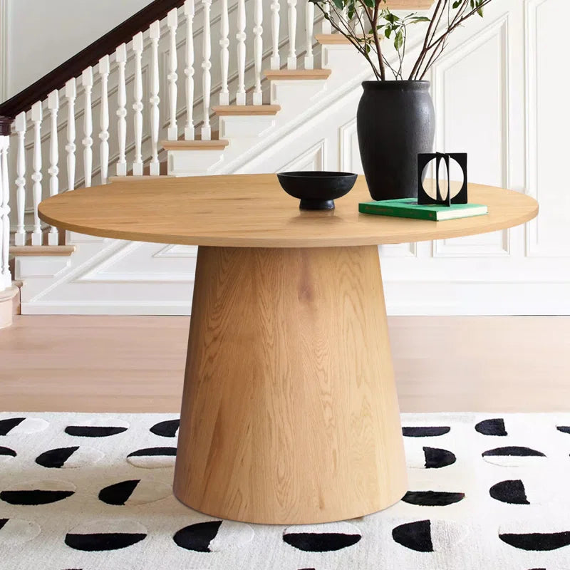 Tivick Round Pedestal Dining Table - Wooden Bazar