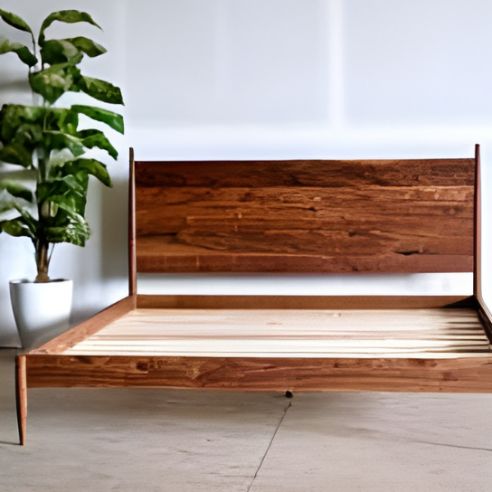 Keraix Wooden Bed In Honey Finish - Wooden Bazar