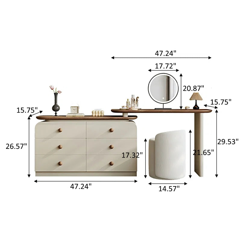 Caxber Modern Minimalist Retractable Dressing Table - Wooden Bazar