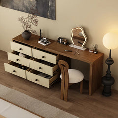 Yanis Brown Solid Wood Dressing Table with Storage - Wooden Bazar