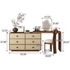 Yanis Brown Solid Wood Dressing Table with Storage - Wooden Bazar