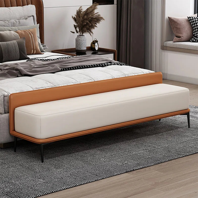 Sawpix Solid wood  Faux leather Bench - Wooden Bazar