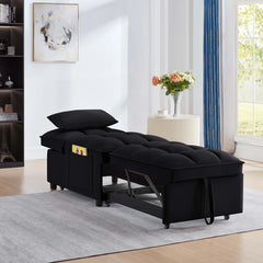 Delux Four-in-One Multipurpose Single Tufted Sofa Bed with Pillows and Storage Pockets