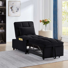 Delux Four-in-One Multipurpose Single Tufted Sofa Bed with Pillows and Storage Pockets