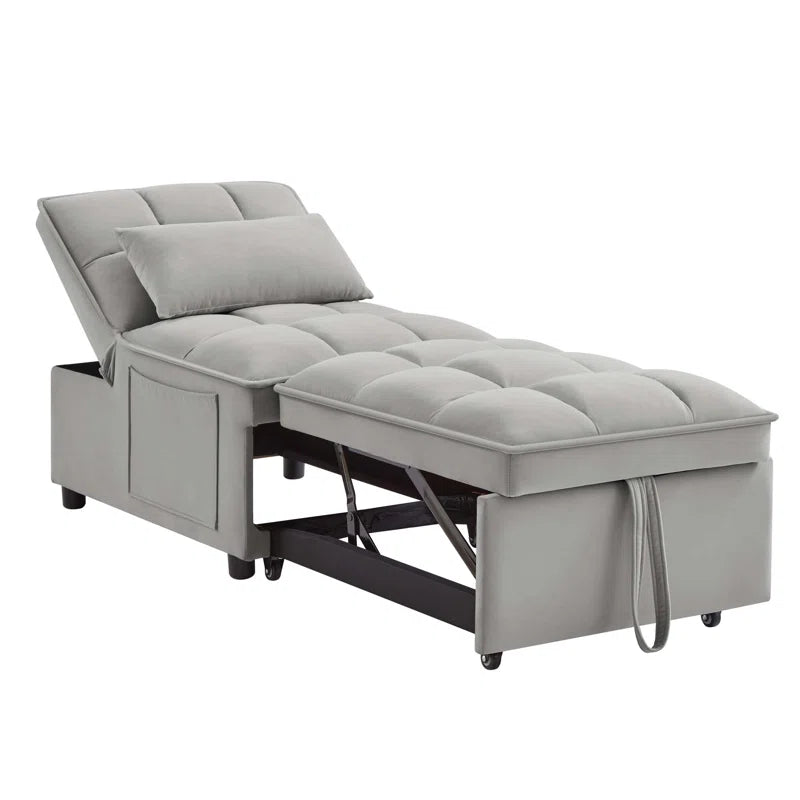 Delux Four-in-One Multipurpose Single Tufted Sofa Bed with Pillows and Storage Pockets
