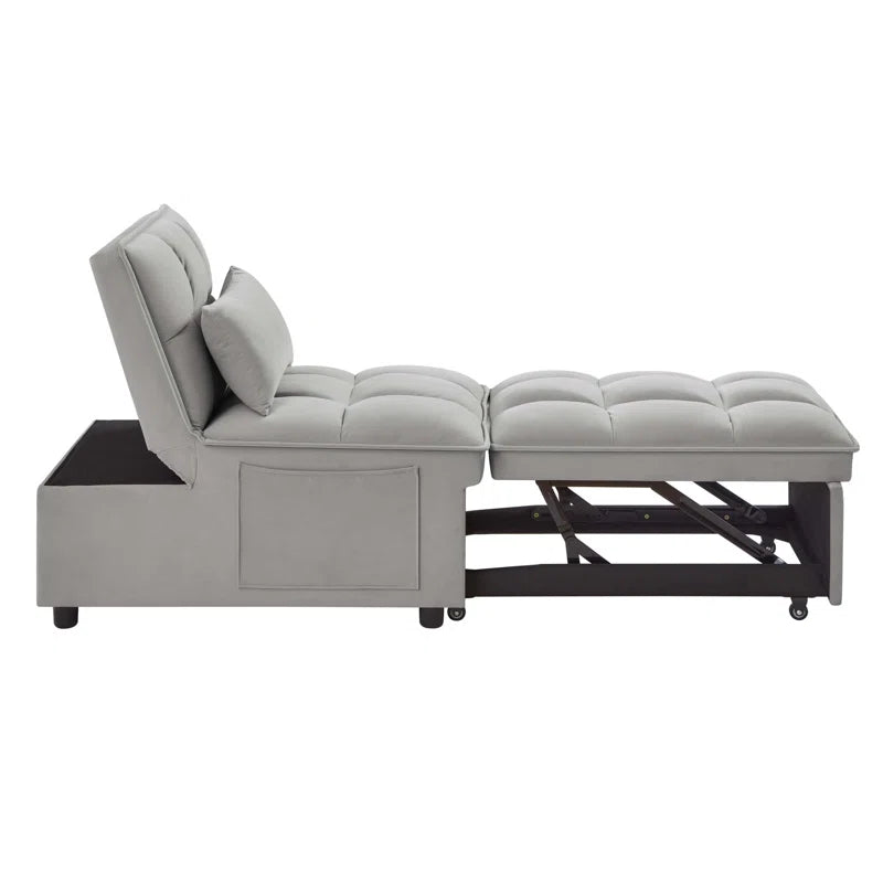 Delux Four-in-One Multipurpose Single Tufted Sofa Bed with Pillows and Storage Pockets