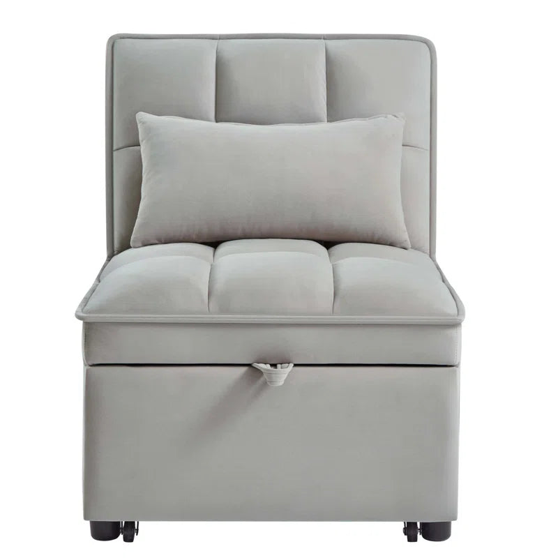 Delux Four-in-One Multipurpose Single Tufted Sofa Bed with Pillows and Storage Pockets