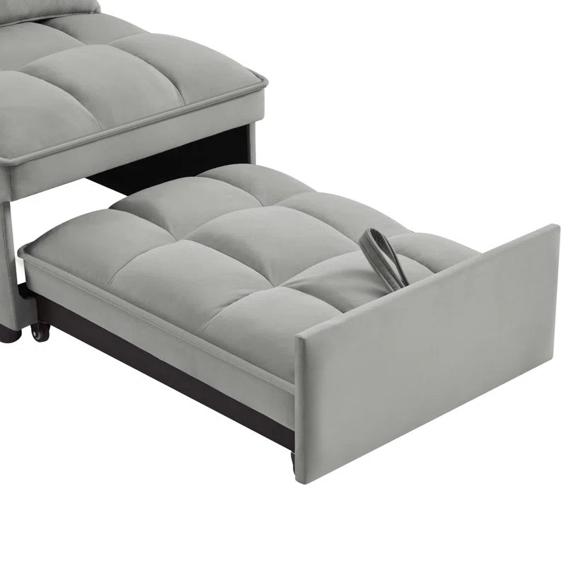 Delux Four-in-One Multipurpose Single Tufted Sofa Bed with Pillows and Storage Pockets