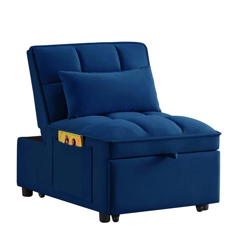 Delux Four-in-One Multipurpose Single Tufted Sofa Bed with Pillows and Storage Pockets