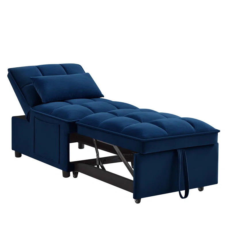 Delux Four-in-One Multipurpose Single Tufted Sofa Bed with Pillows and Storage Pockets