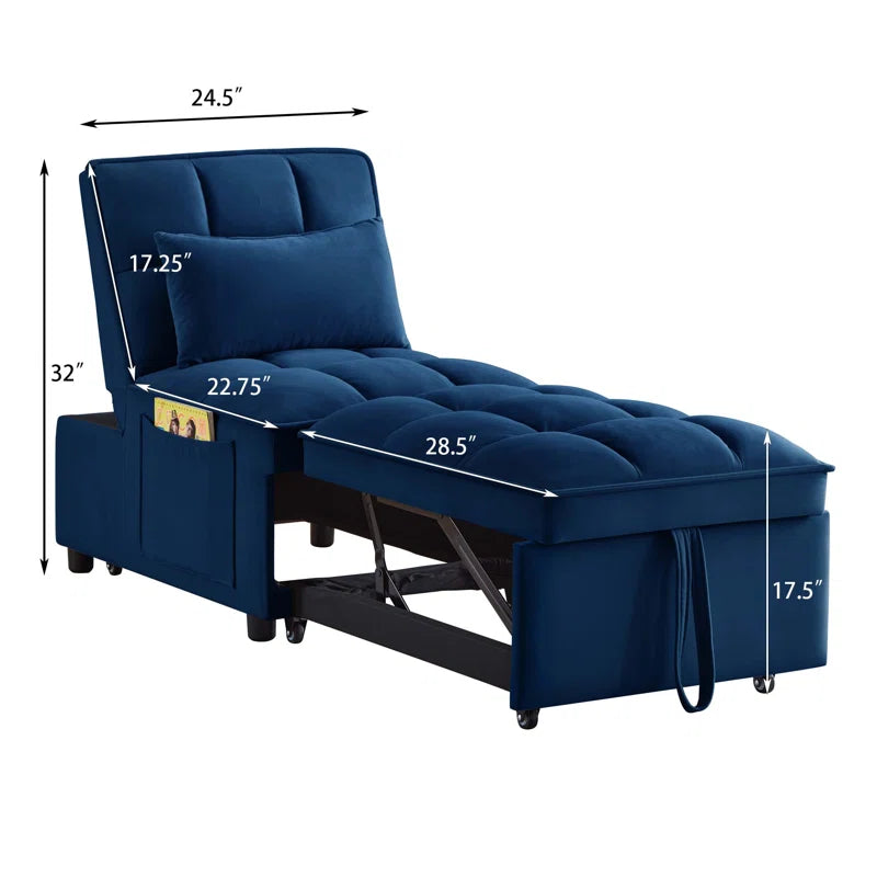 Delux Four-in-One Multipurpose Single Tufted Sofa Bed with Pillows and Storage Pockets