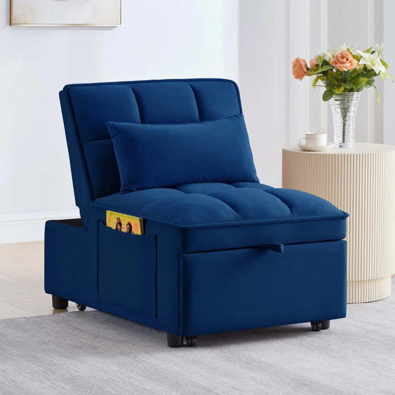 Delux Four-in-One Multipurpose Single Tufted Sofa Bed with Pillows and Storage Pockets