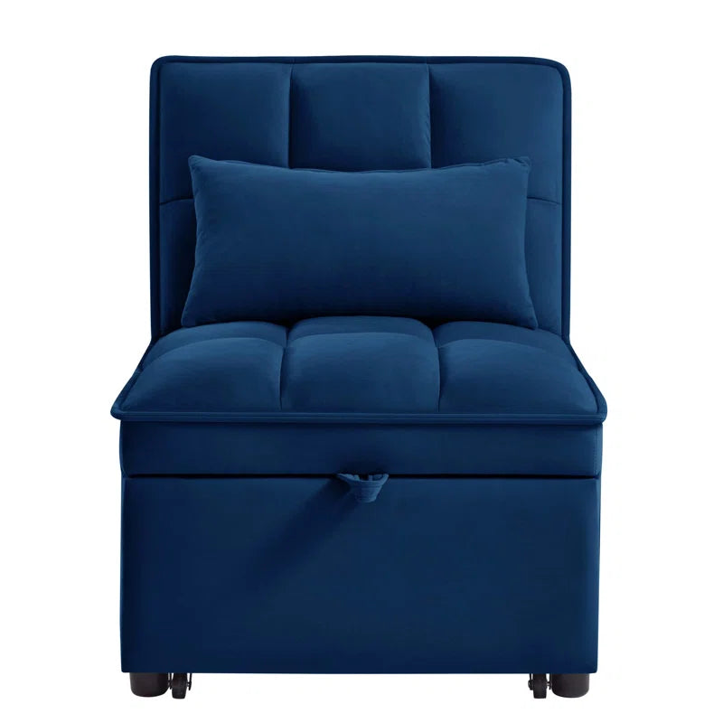 Delux Four-in-One Multipurpose Single Tufted Sofa Bed with Pillows and Storage Pockets